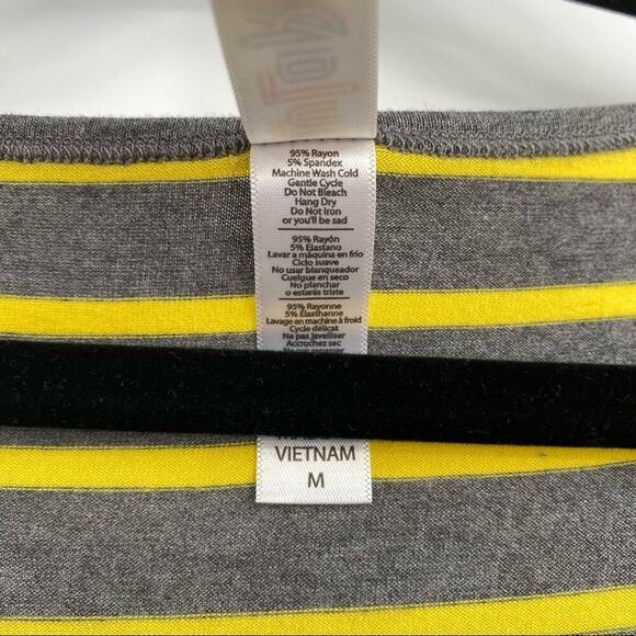 NWT LuLaRoe Lynnae Long Sleeve Top, Yellow & Gray Stripes, Size M - Picture 5 of 8